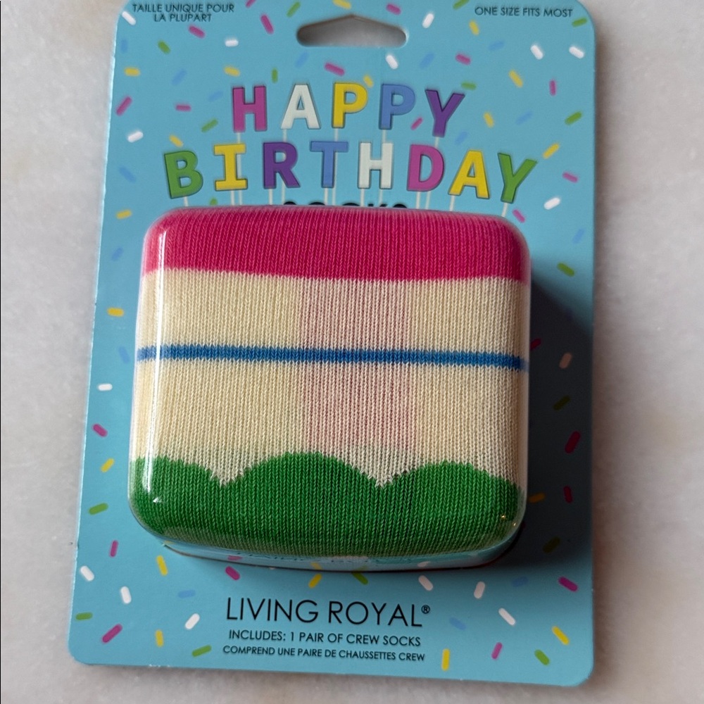 Living Royal Happy Birthday Socks - Pink, Blue, Green, Cream